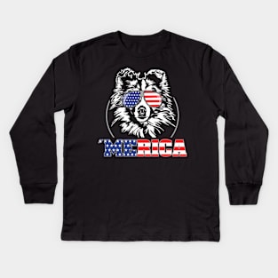 Shetland Sheepdog Sheltie American Flag Merica dog Kids Long Sleeve T-Shirt